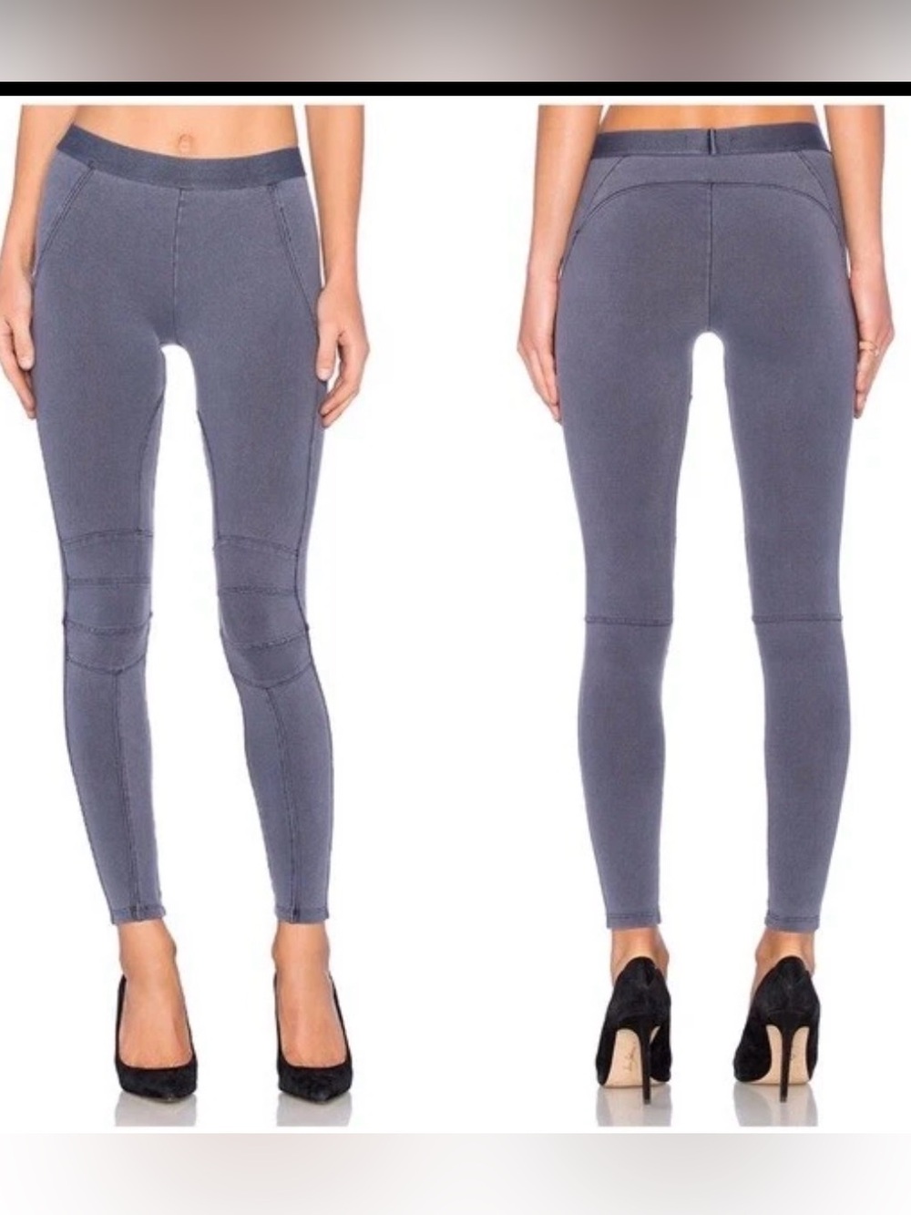 David Lerner Moto Leggings Size Medium Olive Drab Green Grey